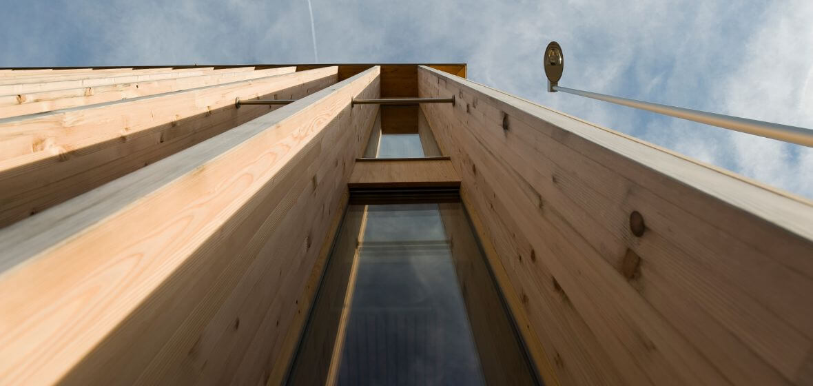 Exterior façade of the timber construction