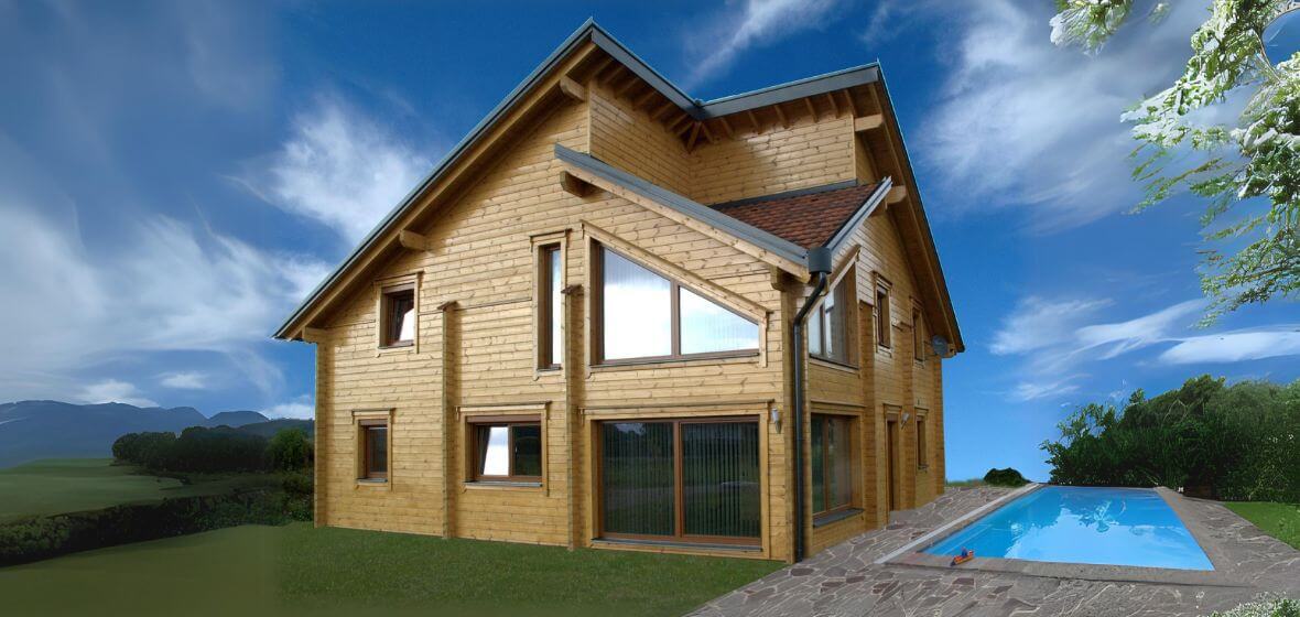 Log house with charming pitched roof