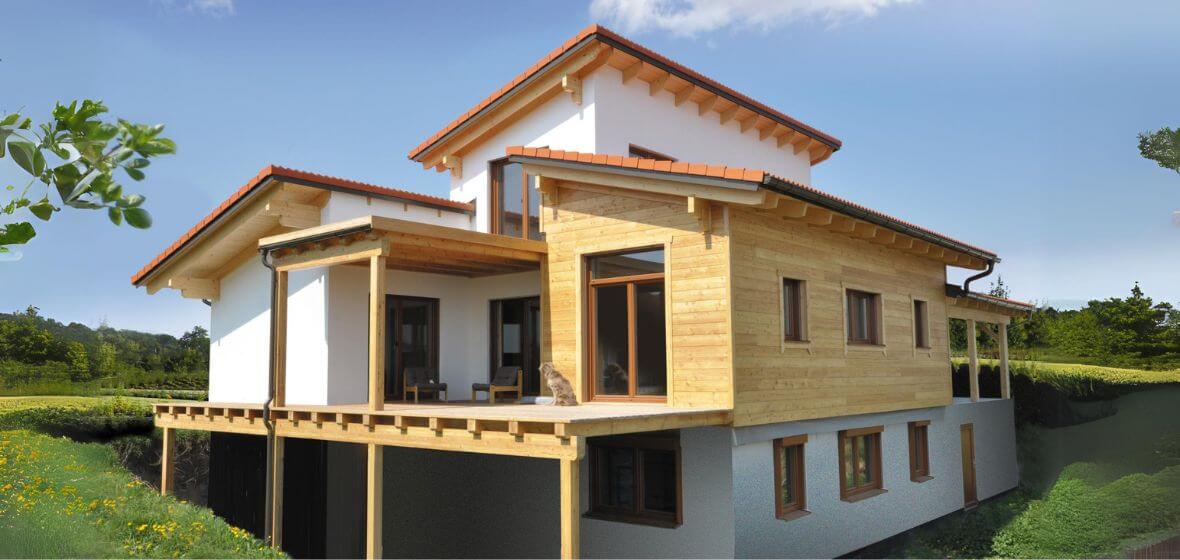 Angled single-storey log cabin 'Weinberg'