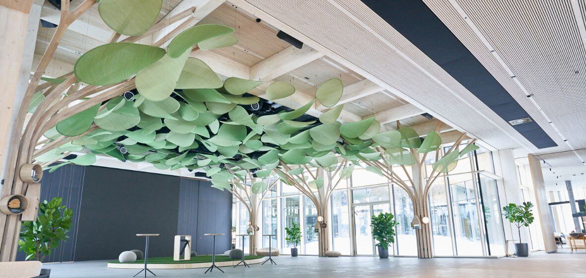 Acoustic ceiling podium